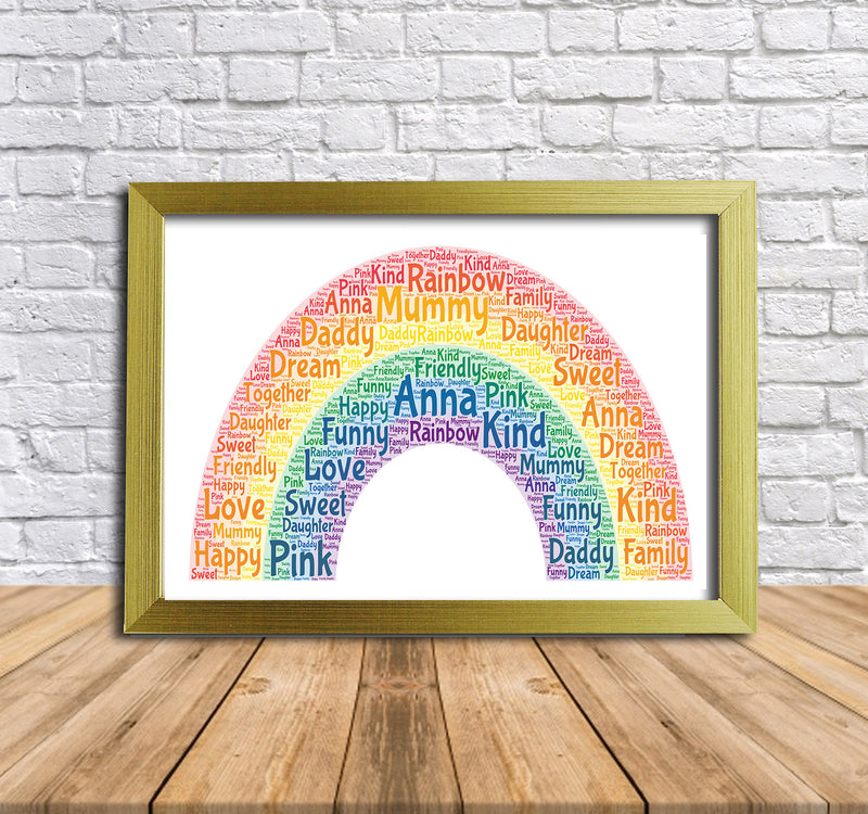 Personalised Rainbow 1 B Word Art Poster Print