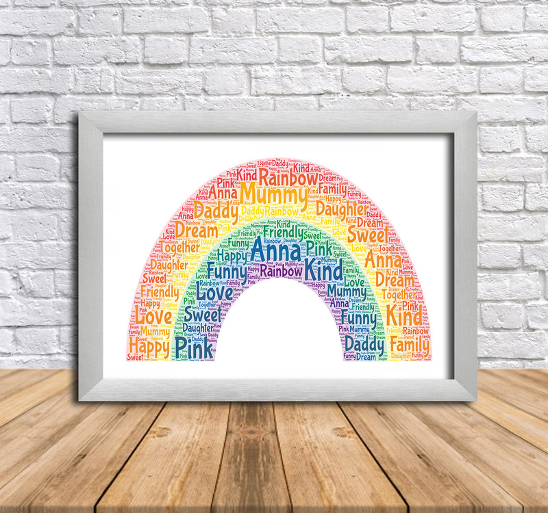 Personalised Rainbow 1 B Word Art Poster Print