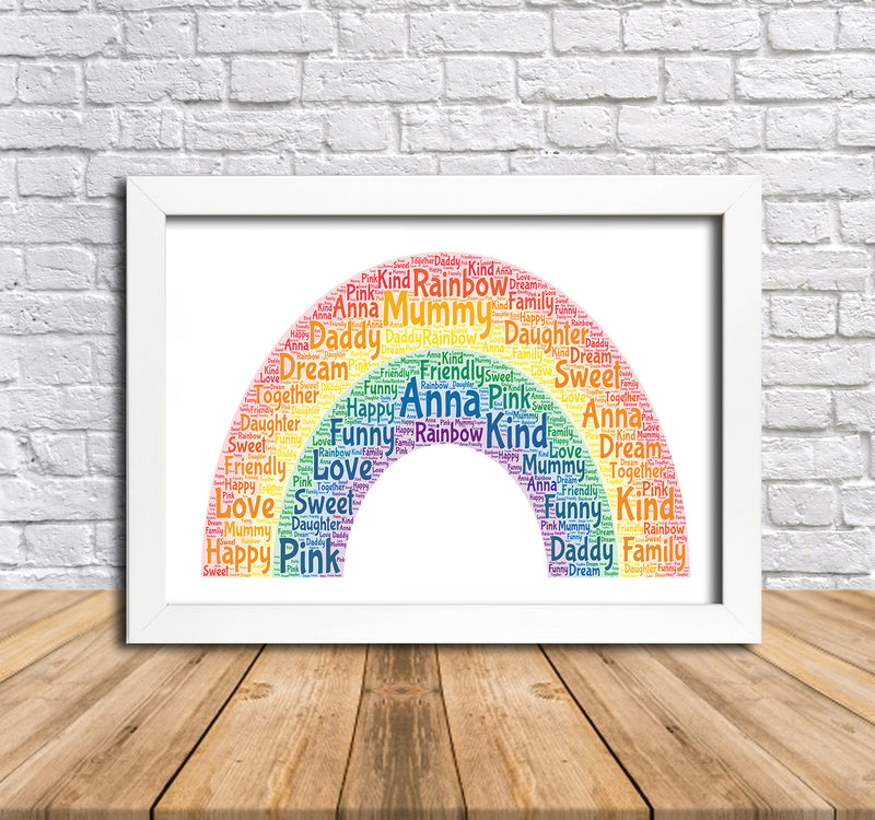 Personalised Rainbow 1 B Word Art Poster Print
