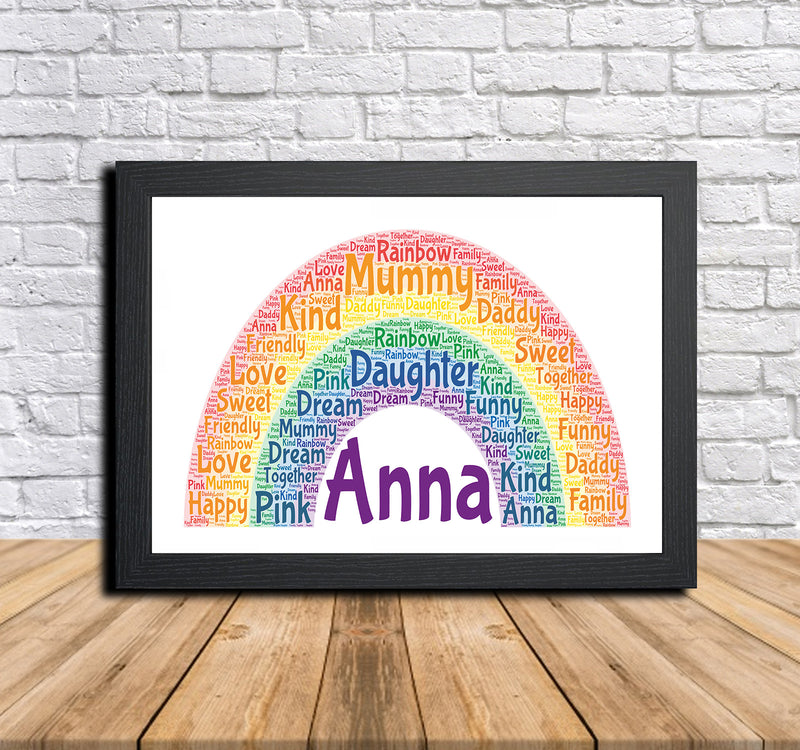 Personalised Rainbow 1 Word Art Poster Print