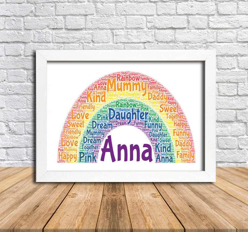 Personalised Rainbow 1 Word Art Poster Print