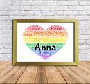 Personalised Rainbow Heart 2 Word Art Poster Print