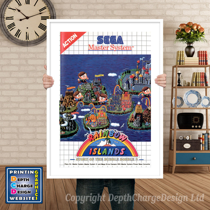 Rainbow Islands Inspired Retro Gaming Poster A4 A3 A2 Or A1