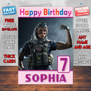 Personalised Rainbow Six Siege Valkyrie Inspired Style Game Kids Inspired Birthday Card (SA)