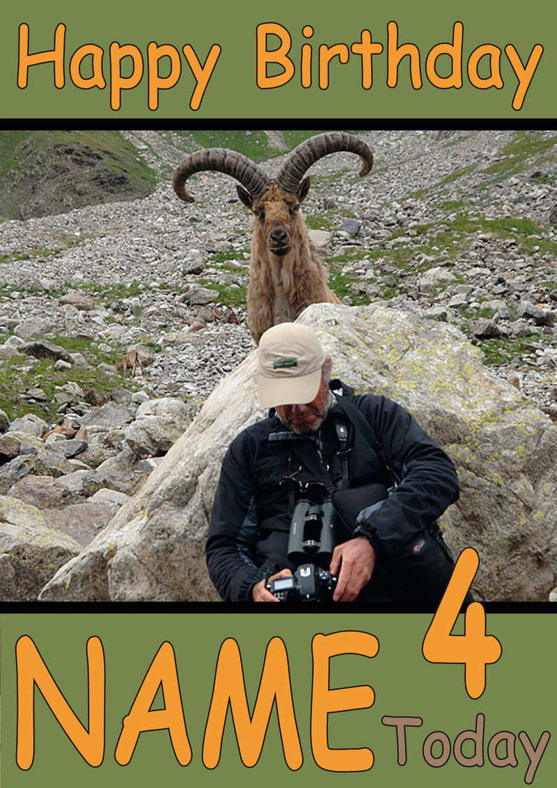 Ram Behind Cameraman Funny Kids Adult Personalised Birthday Card Gift Present