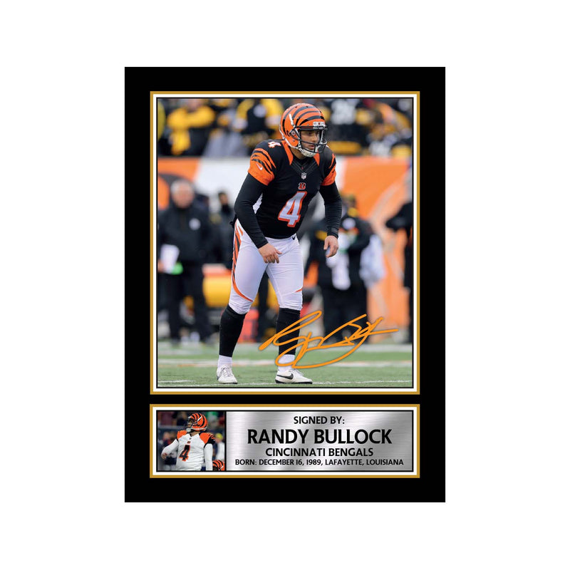 Randy Bullock Limited Edition Football Signed Print - American Footballer
