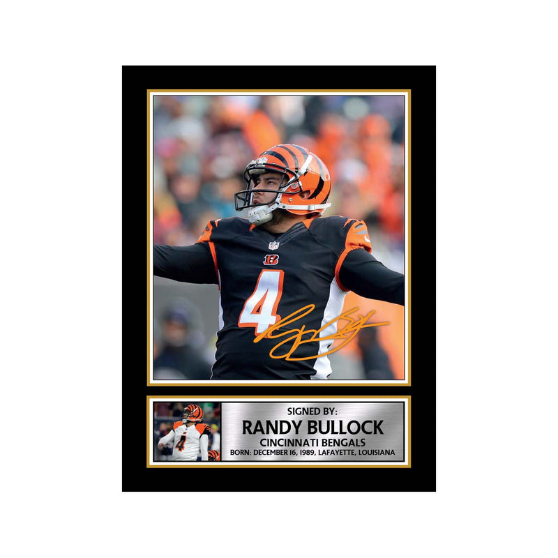 Randy Bullock 2 Limited Edition Football Signed Print - American Footballer