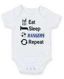 Rangers Eat Sleep Repeat Football Fan Baby Grow Bodysuit