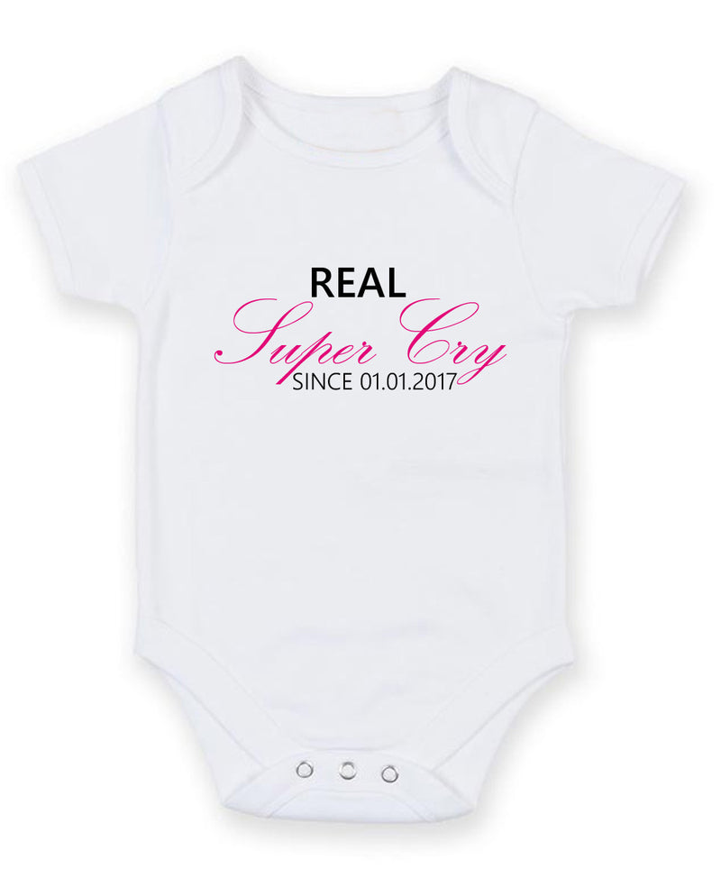 Real Supercry Personalised Baby Boy Girl Unisex Short Sleeve Bodysuit