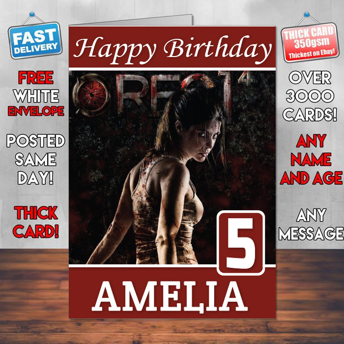 Rec 4 Apocalipsis Theme Style Personalised Kids Inspired Movie Birthday Card (SA)