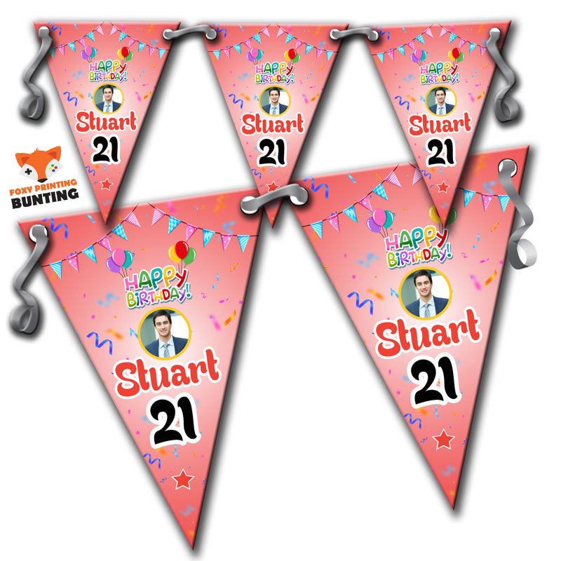 Red Black Birthday Bunting_R1 Personalised Custom Bunting Premium Party Decorations  (Standard Bunting (14.8cm X 21cm))