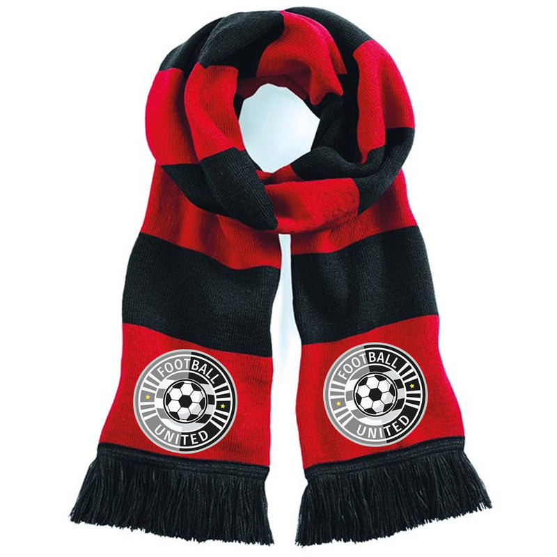 Red/Black Personalised Football Scarf For Your Team-Printed Full Colour Badge