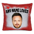 RED MAGIC SEQUIN CUSHION- ANY NAME LOVES AARON PAUL