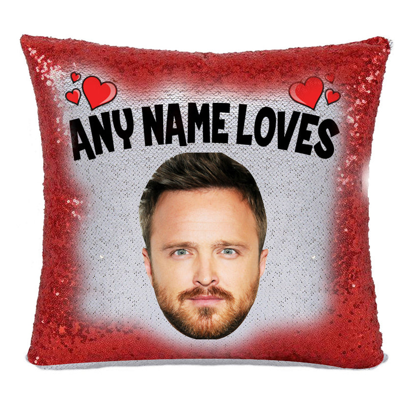 RED MAGIC SEQUIN CUSHION- ANY NAME LOVES AARON PAUL