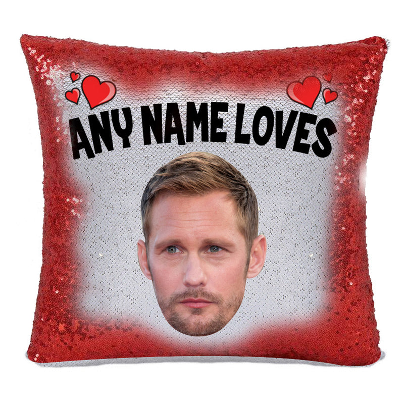 RED MAGIC SEQUIN CUSHION- ANY NAME LOVES ALEXANDER SKARSGARD