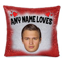 RED MAGIC SEQUIN CUSHION- ANY NAME LOVES ANSEL ELGORT