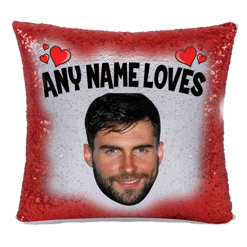 RED MAGIC SEQUIN CUSHION- ANY NAME LOVES ADAM LEVINE