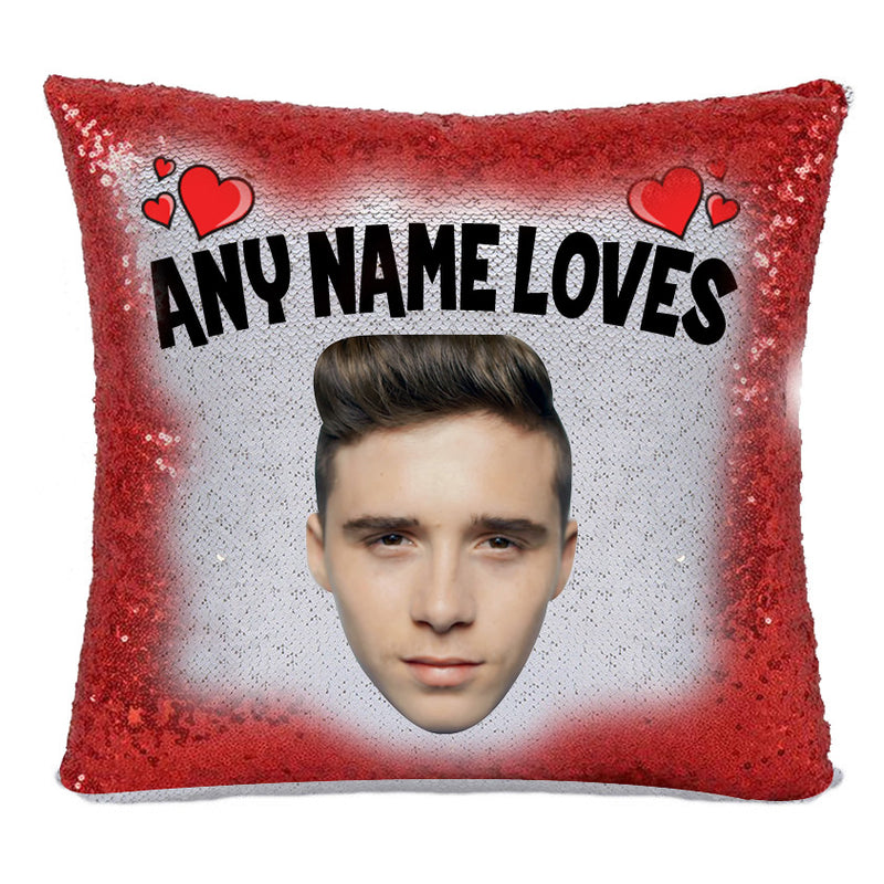 RED MAGIC SEQUIN CUSHION- ANY NAME LOVES BROOKLYN BECKHAM