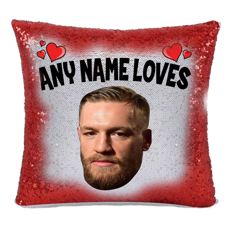 RED MAGIC SEQUIN CUSHION- ANY NAME LOVES CONNOR MCGREGOR