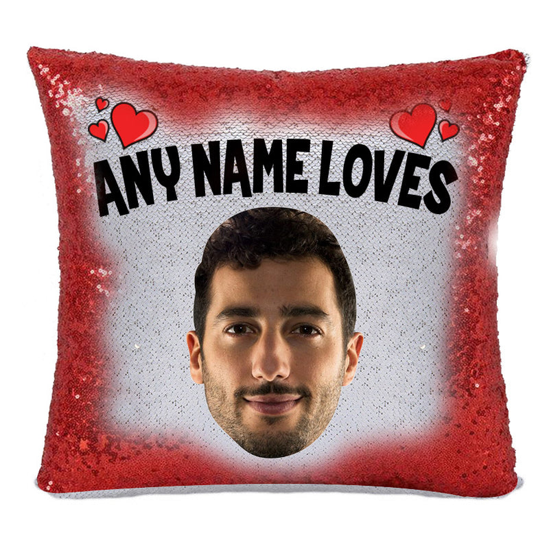 RED MAGIC SEQUIN CUSHION- ANY NAME LOVES DANIEL RICARDO