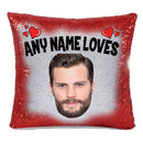 RED MAGIC SEQUIN CUSHION- ANY NAME LOVES JAMIE DORNAN