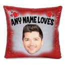 RED MAGIC SEQUIN CUSHION- ANY NAME LOVES DANNY ODONOGHUE