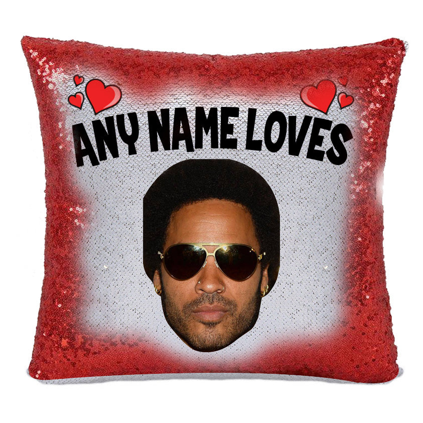 RED MAGIC SEQUIN CUSHION- ANY NAME LOVES LENNY KRAVITZ – Red Magic Sequin Cushion- ANY Name Loves Lenny Kravitz