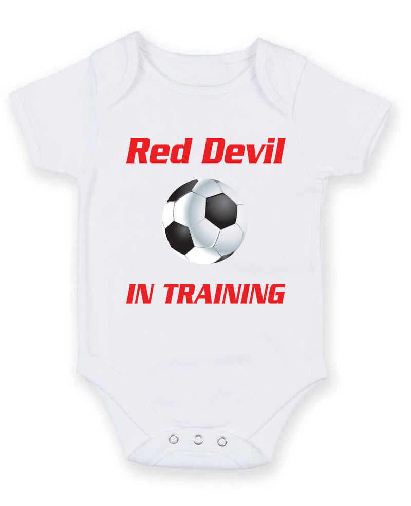 Red Devil in Training Printed Baby Grow Bodysuit Boy Girl Unisex Gift