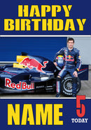 Personalised Red Bull F1 THEME INSPIRED PERSONALISED Kids Adult Birthday Card 5