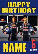 Personalised Red Bull F1 THEME INSPIRED PERSONALISED Kids Adult Birthday Card 6