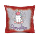 Unicorn 101 Personalised Ruby Red Magic Cushion including cushion insert