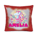 Unicorn 104 Personalised Ruby Red Magic Cushion including cushion insert
