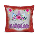 Unicorn 105 Personalised Ruby Red Magic Cushion including cushion insert