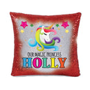 Unicorn 107 Personalised Ruby Red Magic Cushion including cushion insert