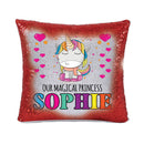 Unicorn 109 Personalised Ruby Red Magic Cushion including cushion insert