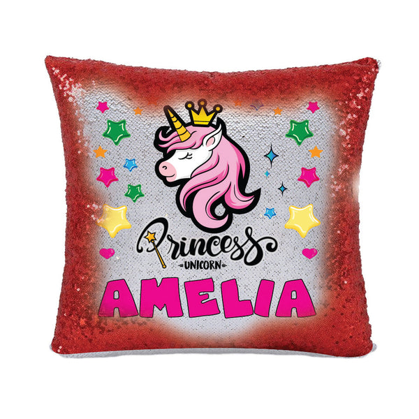 Unicorn 114 Personalised Ruby Red Magic Cushion including cushion insert