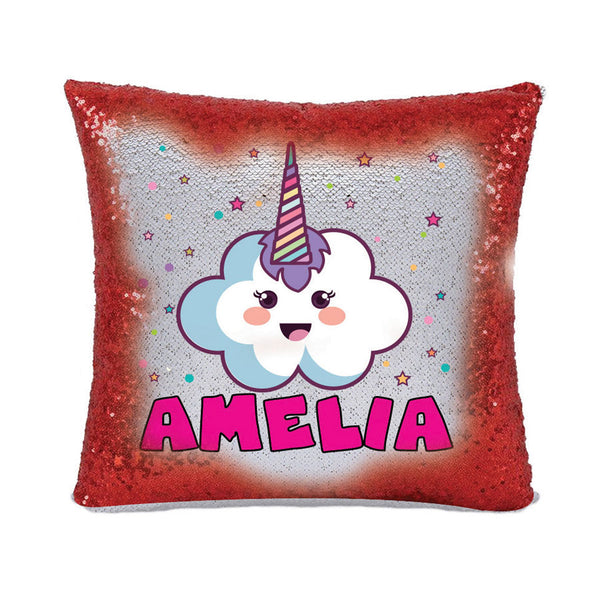 Unicorn 116 Personalised Ruby Red Magic Cushion including cushion insert