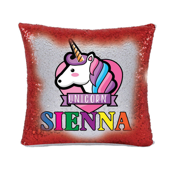 Unicorn 117 Personalised Ruby Red Magic Cushion including cushion insert