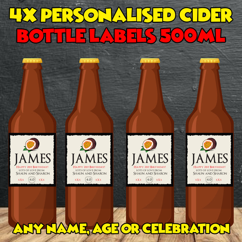 PERSONALISED Rekorderlig Passion Fruit Bottle Label  - custom name bottle lables