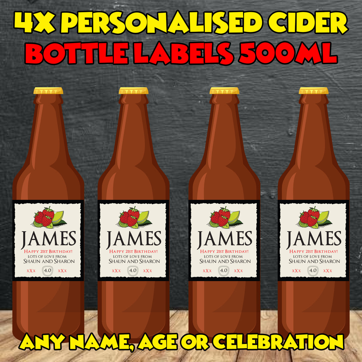 PERSONALISED Rekorderlig Strawberry and Lime Bottle Label  - custom name bottle lables – PERSONALISED Rekorderlig Strawberry and Lime Bottle Label - custom name bottle
