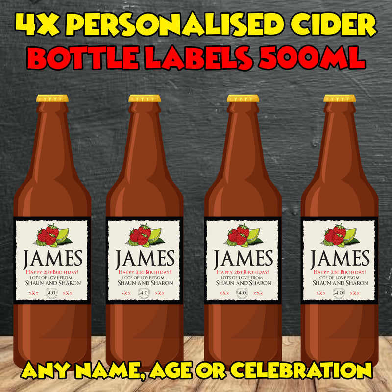PERSONALISED Rekorderlig Strawberry and Lime Bottle Label  - custom name bottle lables