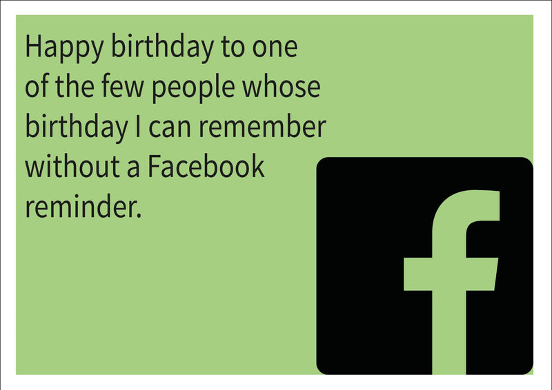Remember Without Facebook INSPIRED Adult Personalised Birthday Card Birthday Card