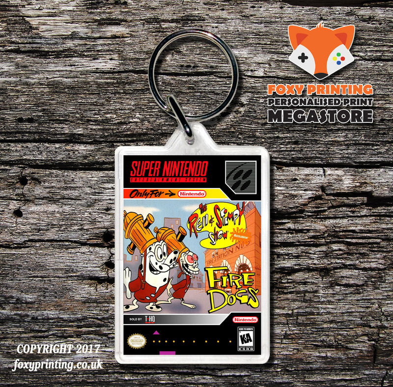 Ren And Stimpy Fire Dogs Game Inspired Retro Gaming Keyring