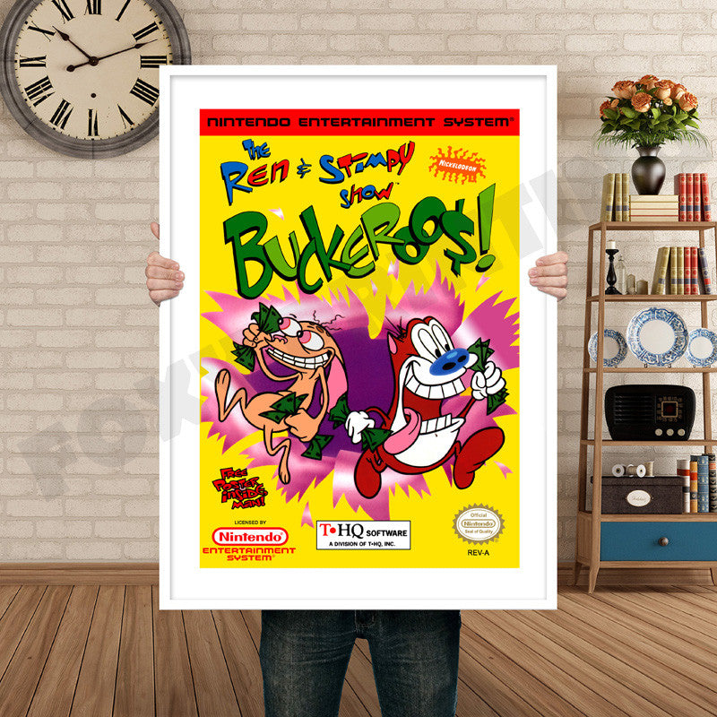 Ren And Stimpy Show Buckaroos Retro GAME INSPIRED THEME Nintendo NES Gaming A4 A3 A2 Or A1 Poster Art 474