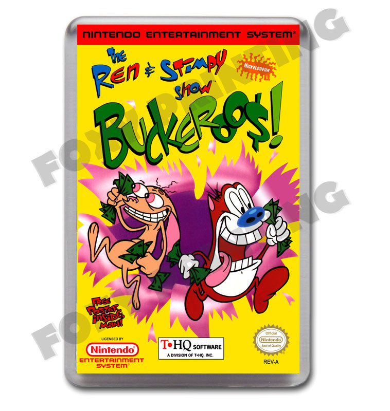 Ren And Stimpy Show Buckaroos Retro Nintendo NES Game Inspired Fridge Magnet 474