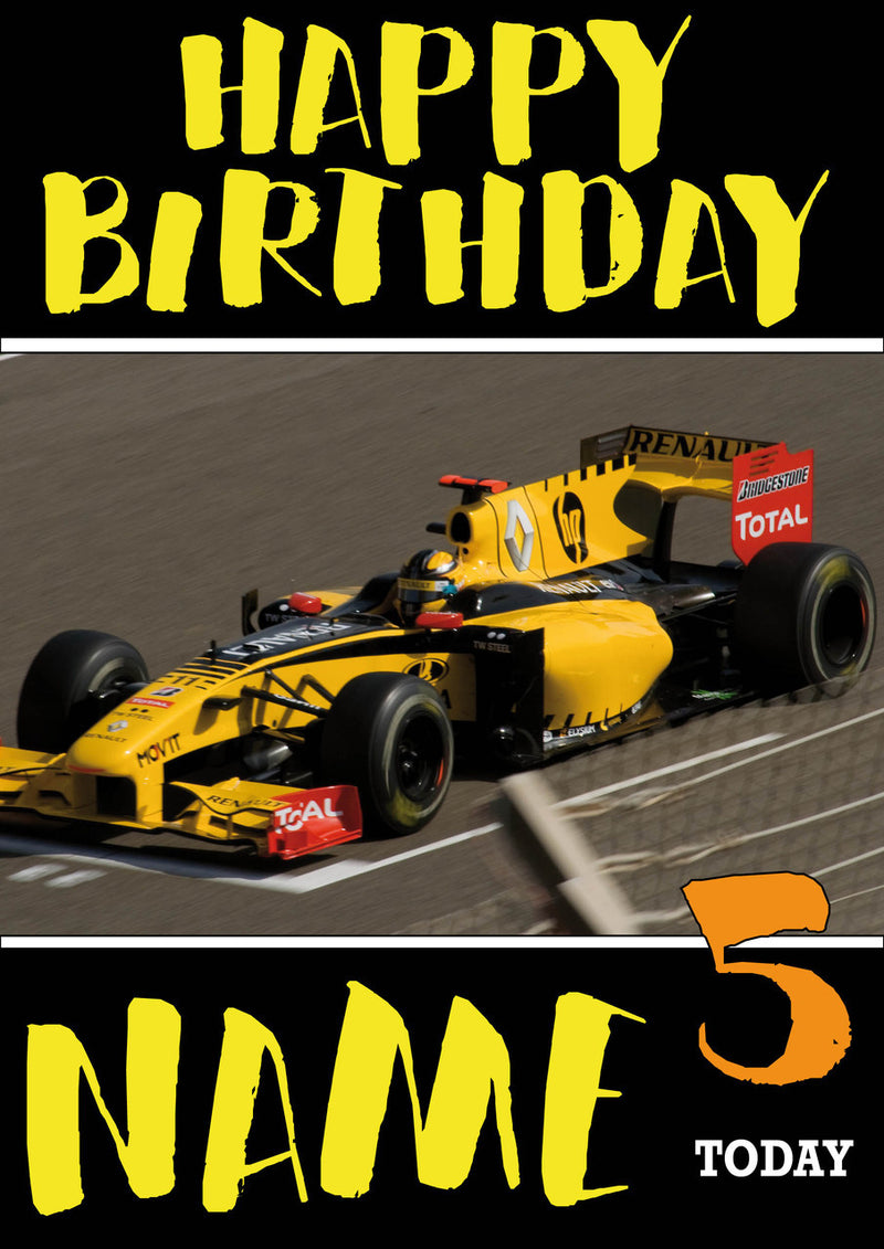 Personalised Renault F1 THEME INSPIRED PERSONALISED Kids Adult Birthday Card 2