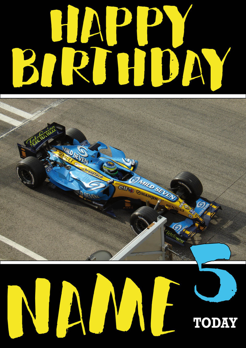 Personalised Renault F1 THEME INSPIRED PERSONALISED Kids Adult Birthday Card 3