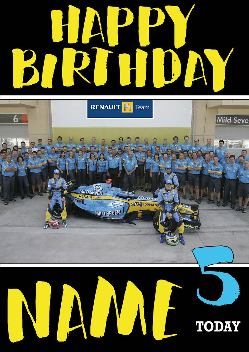 Personalised Renault F1 THEME INSPIRED PERSONALISED Kids Adult Birthday Card 4