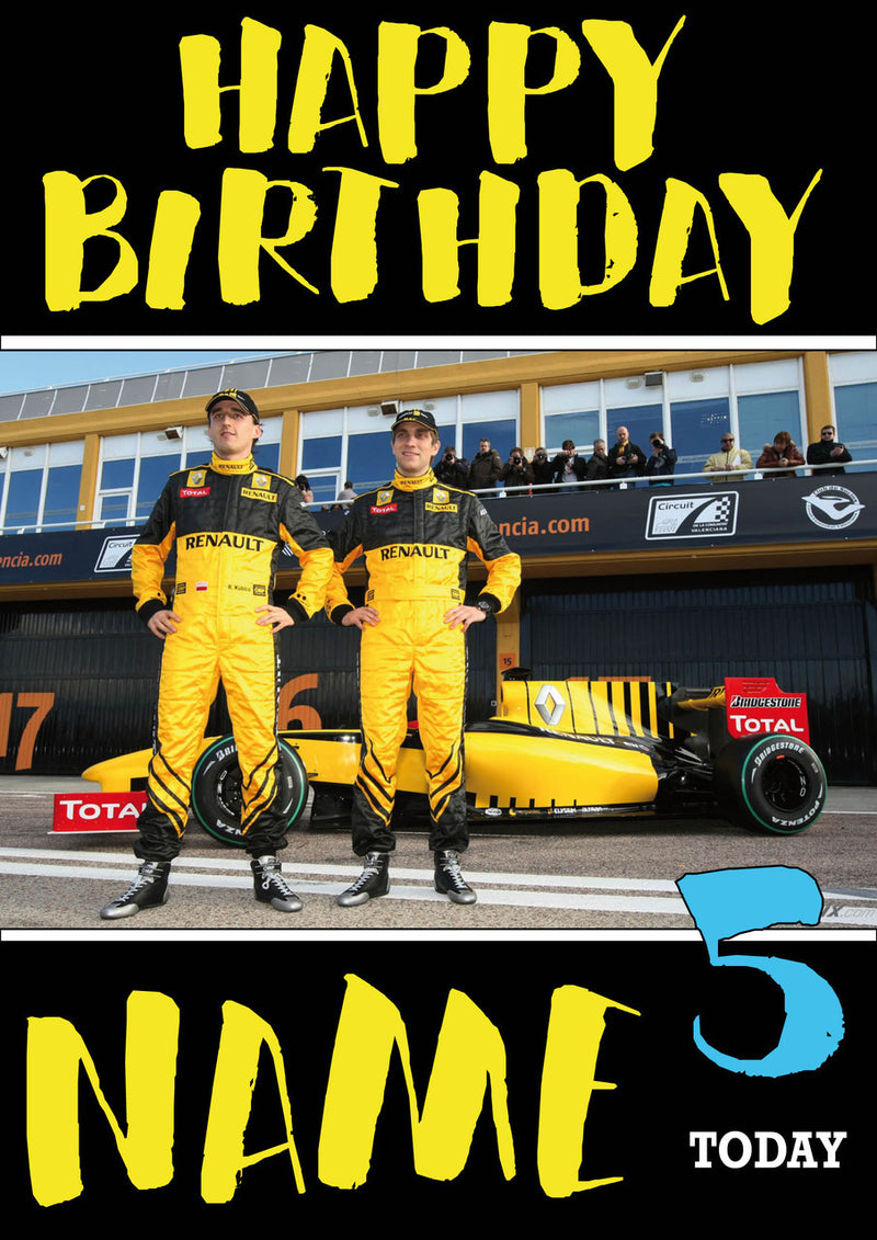 Personalised Renault F1 THEME INSPIRED PERSONALISED Kids Adult Birthday Card 5