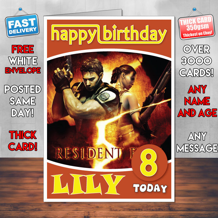 Personalised Resident Evil 1 Inspired Style Game Kids Inspired Birthday Card (SA)